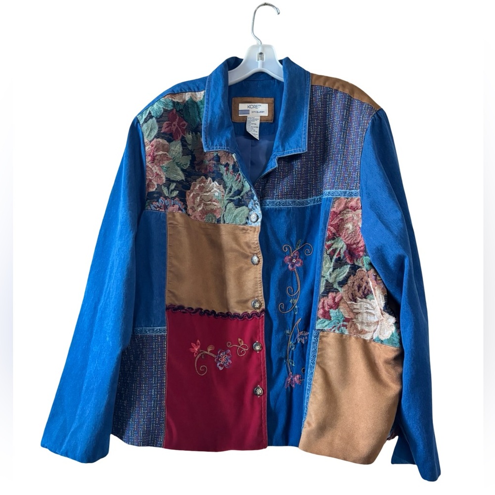 Vintage Koret City Blues patchwork tapestry Jacket 4X